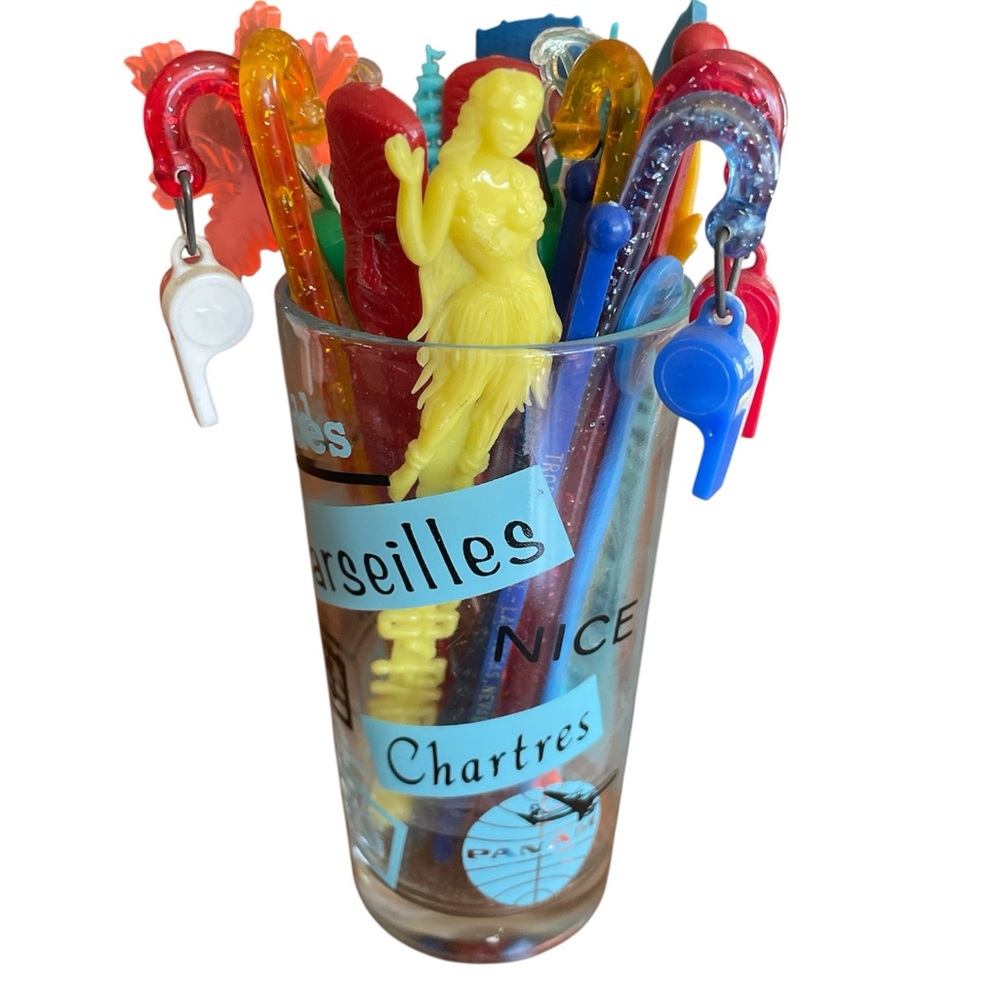 Instant Collection- Vintage Swizzle Sticks in Pan Am Glass